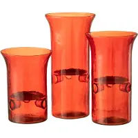 J-Line Set 3 photophore bord verre/metal rouge