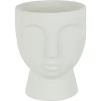 J-Line Cachepot visage ciment blanc medium