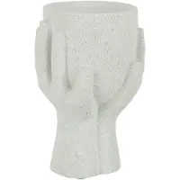 J-Line Cachepot mains ciment blanc small