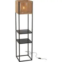 J-Line Lampe fer/jute naturel/noir