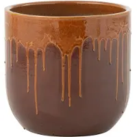 J-Line Cachepot lee terra brillant marron/orange