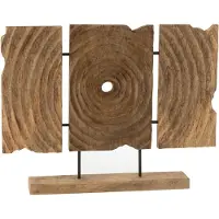 J-Line Triptyque sculpte sur socle bois manguier naturel