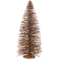 J-Line Sapin de noël décoratif paillettes bois brun large