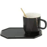 Jline Tasse + sous-tasse + cuillere moments ceramique noir