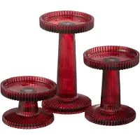 J-Line Set de 3 chandeliers nelly verre rouge cerise