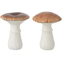J-Line Champignon porcelaine blanc/marron medium assortiment de 2