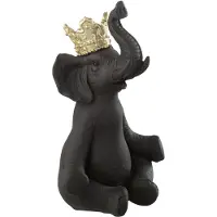 J-Line Elephant couronne resine noir/or large