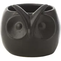 J-Line Cachepot hibou noir porcelaine large