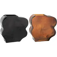 J-Line Vase irregulier verre camel/marron fonce small assortiment de 2