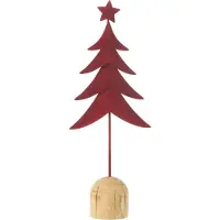 J-Line Sapin sur pied+ étoile métal/bois rouge small