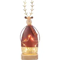 J-Line Renne déco avec écharpe/lunettes led métal rouille/doré small