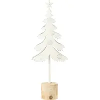 J-Line Sapin sur pied+ étoile métal/bois blanc small
