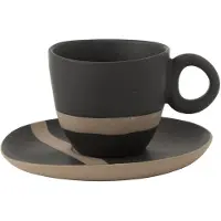 Jline Tasse + sous-tasse ceramiquenoir/taupe