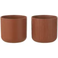 J-Line Cachepot gen ceramique marron small assortiment de 2