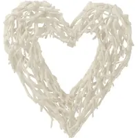 J-Line Decoration murale coeur bois arbre a the blanc