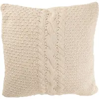 J-Line Coussin tricote+tresse coton blanc