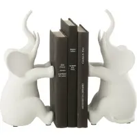 J-Line Set 2 serre-livre elephant assis polyersine blanc