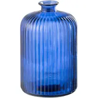 J-Line Vase bottle stripe glass blue large