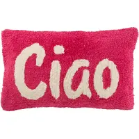 Jline Coussin ciao tufté coton rose/blanc