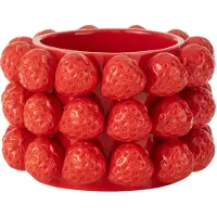 J-Line Cachepot fraises ceramique reouge medium