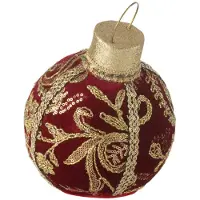 J-Line Boule décorative motifs polyfoam/textile rouge/or small