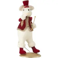 J-Line Souris majorette debout polyfoam/textile rouge/or