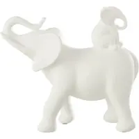 J-Line Elephant portant bebe polyresine blanc