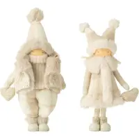 J-Line Garcon + fille hiver coeur resine beige small assortiment de 2
