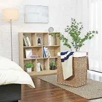 Songmics Panier à linge 90L en rotin tressé à la main, pliable avec doublure amovible