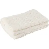 J-Line Plaid tricoté acrylique blanc