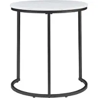 En.casa Table d'ensemble 'Ulricehamn' 3 pièces de différentes tailles piètement métal imitation marbre, blanc