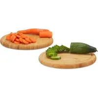 Relaxdays Planche petit-déjeuner Set 25 cm, Planche à découper, Marron