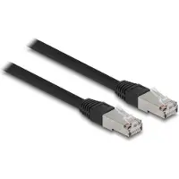 DeLOCK - Câble de raccordement - RJ-45 (M) à RJ-45 (M) - 15 m - 7 mm - S/FTP - CAT 6a - sans halogène, moulé, pour l'extérieur - noir