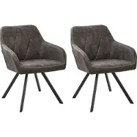Beliani Lot de 2 chaises rembourrées grises avec pieds en métal noir fauteuils rétro style éclectique