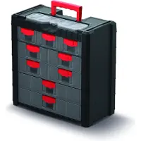 Prosperplast Plastový organizér závěsný MULTICASE CARGO 400x200x392 mm - barva: černá/ červené úchyty