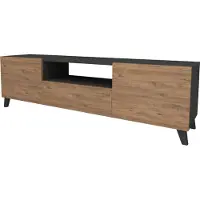 En.casa Table TV 'Torsby' avec 3 portes 140 x 30 x 46 cm anthracite / aspect chêne