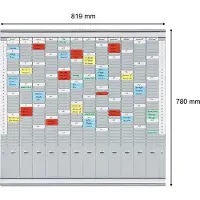 Franken Tableau à cartes T planning annuel, 81,9 x 78 cm, 12 supports + 2 index, 35 fentes, PV-SET4