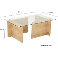 Skye Decor , Escape - Sapphire Oak, tables basses, chêne saphir, verre, 105 x 40 x 65 cm