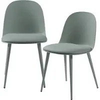 En.casa Chaise de salle à manger 'Kangasala' set de 2 pièces rembourrées métal similicuir 81 x 45 x 52 cm gris-vert