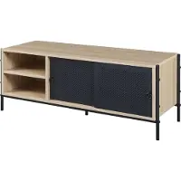 En.casa Armoire TV 'Tysnes' avec 2 portes coulissantes 120 x 40 x 45 cm aspect chêne / noir