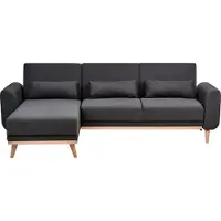 Beliani Canapé D'angle Ollsta Noir Tissu Côté Droit