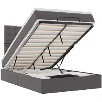 vidaXL Lit ottoman avec matelas Gris 120x190 cm Similicuir