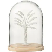 J-Line Cloche palmier verre/métal blanc/naturel small