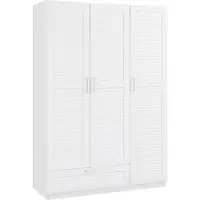 En.casa Armoire 'Finning' avec 3 portes, 2 tringles, 7 compartiments, 1 tiroir blanc