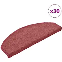 vidaXL Tapis d'escalier 30 pièces 65 x 24 x 4 cm Bordeaux Demi-rond Grand