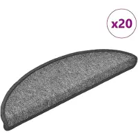 vidaXL Tapis d'escalier 20 pièces 56 x 17 x 3 cm Gris foncé Demi-rond