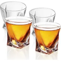 Intirilife 4x Verre À Whisky En Crystal Clear ?Twisted? - Tumbler Old Fashioned Verre Pour Spiritueux Sans Plomb Design Sculpture Lavable Au Lave-Vaisselle - Bourbon, Scotch, Whiskey