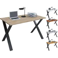 VCM Bureau en bois | H. 76 x W. 110 x D. 50 cm | Table d'ordinateur simple | pieds en métal de haute qualité | Table de travail | Mobilier de bureau - Lona U