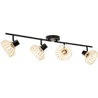 Brilliant Norah, applique à 4 bras, bois clair/noir, métal/bambou, 4 x D45, E14, 28 W