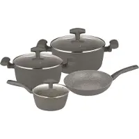 Michelino Ensemble de casseroles Michelino - Casseroles en acier inoxydable - 7 pièces - Série Nora - Gris